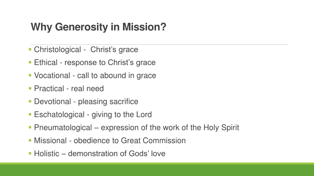 why generosity in mission