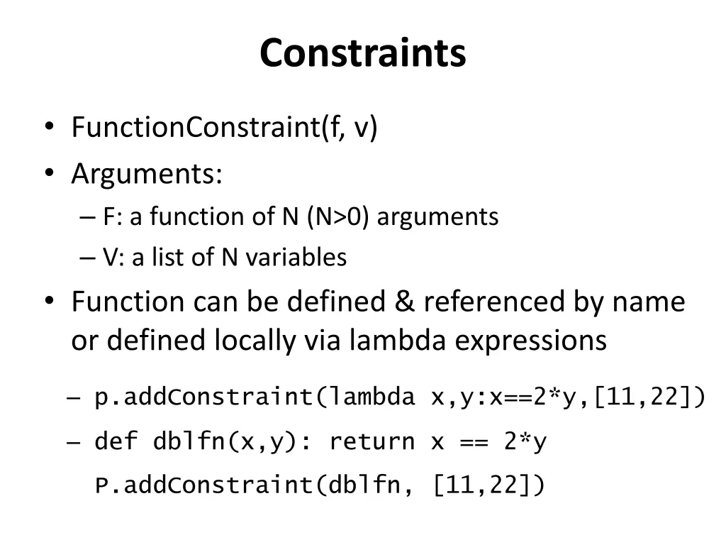 constraints