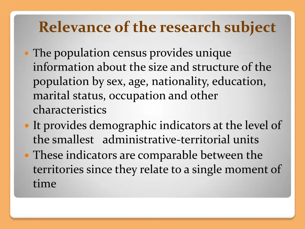 relevance of the research subject