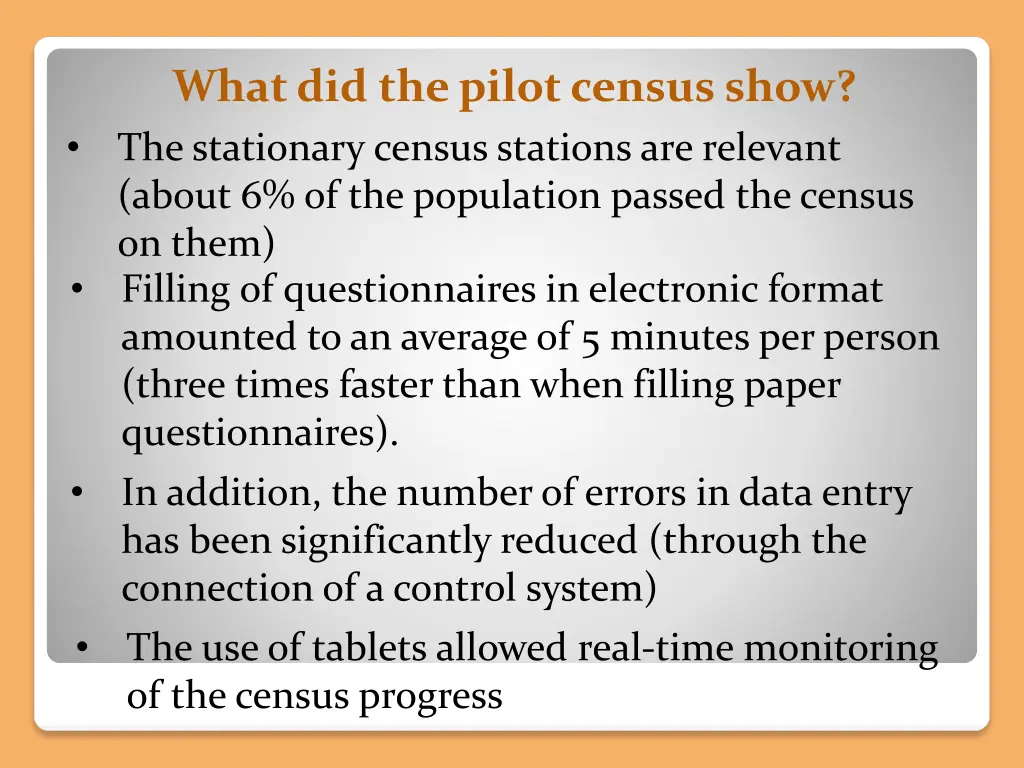 what did the pilot census show the stationary