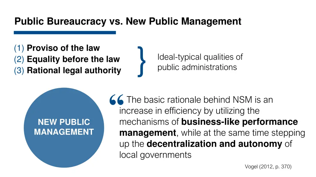 public bureaucracy vs new public management