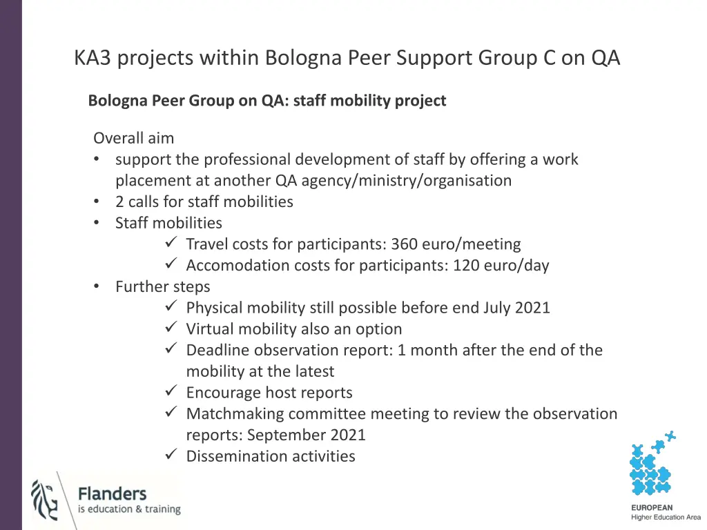 ka3 projects within bologna peer support group