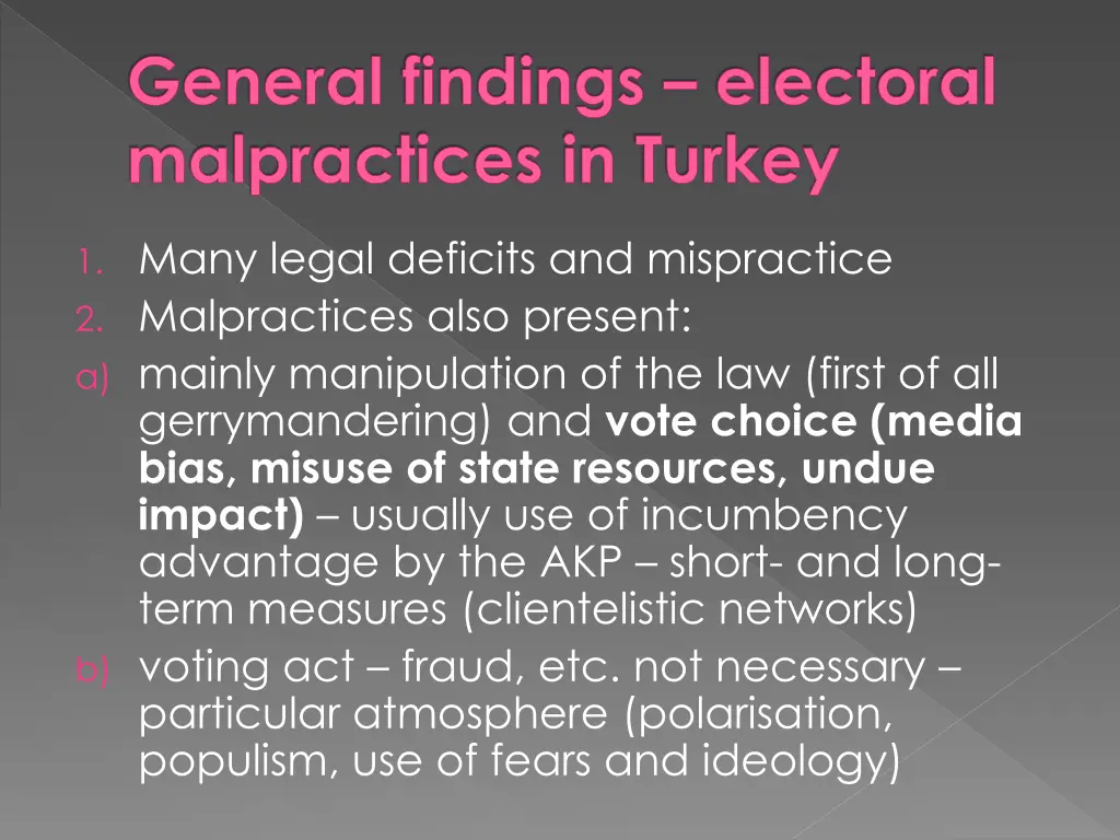 general findings electoral malpractices in turkey