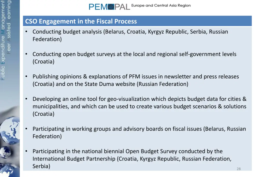 cso engagement in the fiscal process conducting