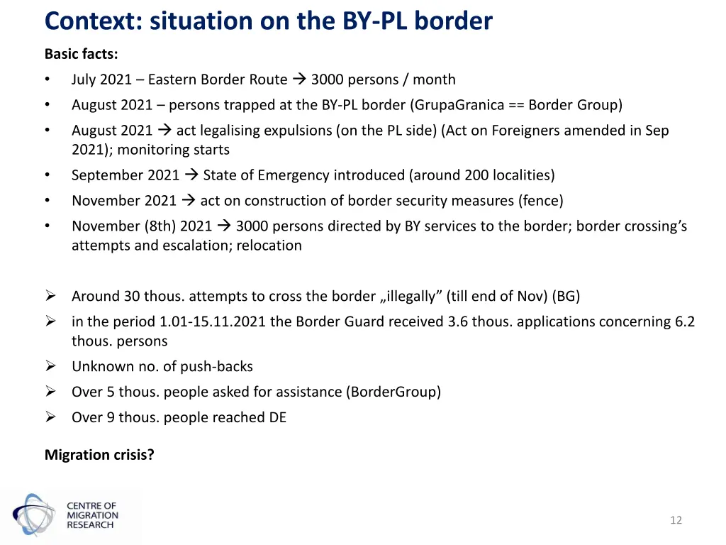 context situation on the by pl border