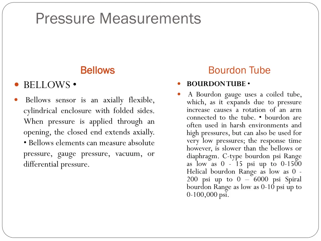 pressure measurements