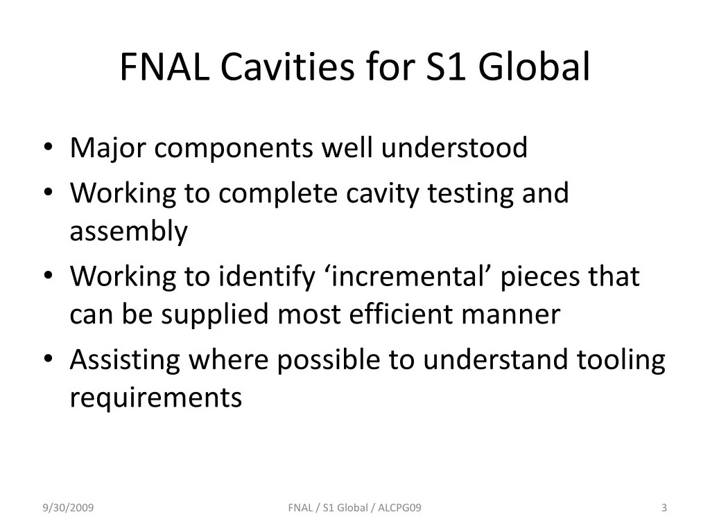 fnal cavities for s1 global 1