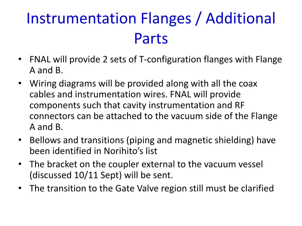 instrumentation flanges additional parts