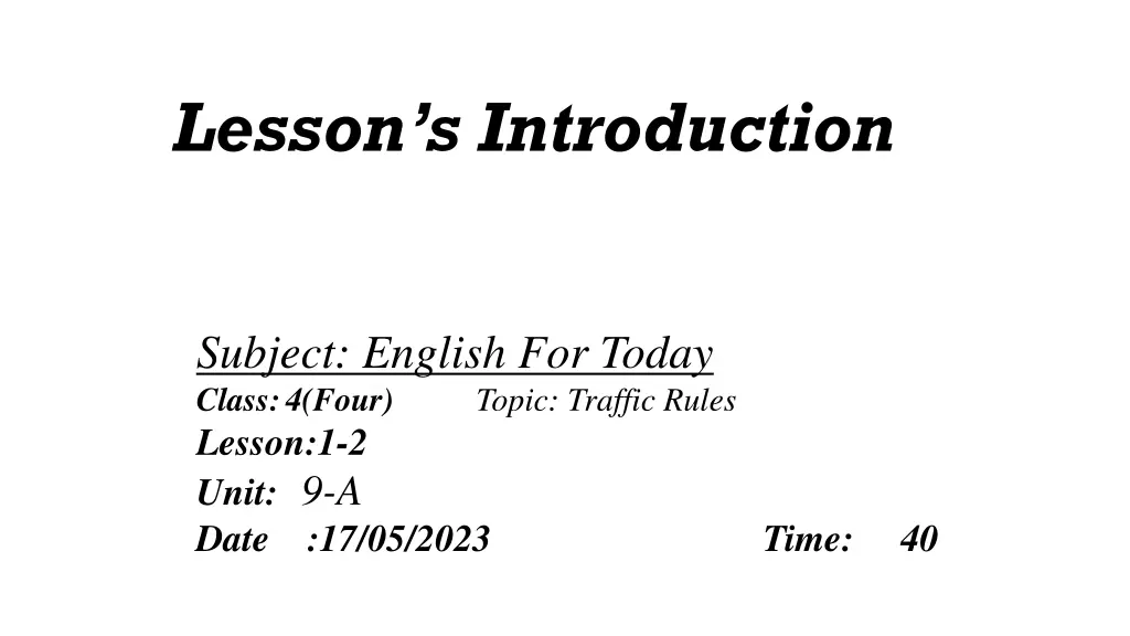 lesson s introduction