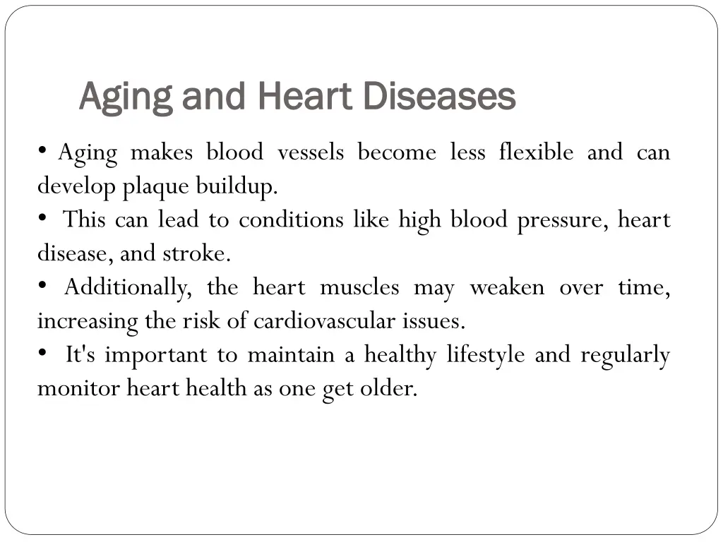 aging and aging and heart diseases heart diseases