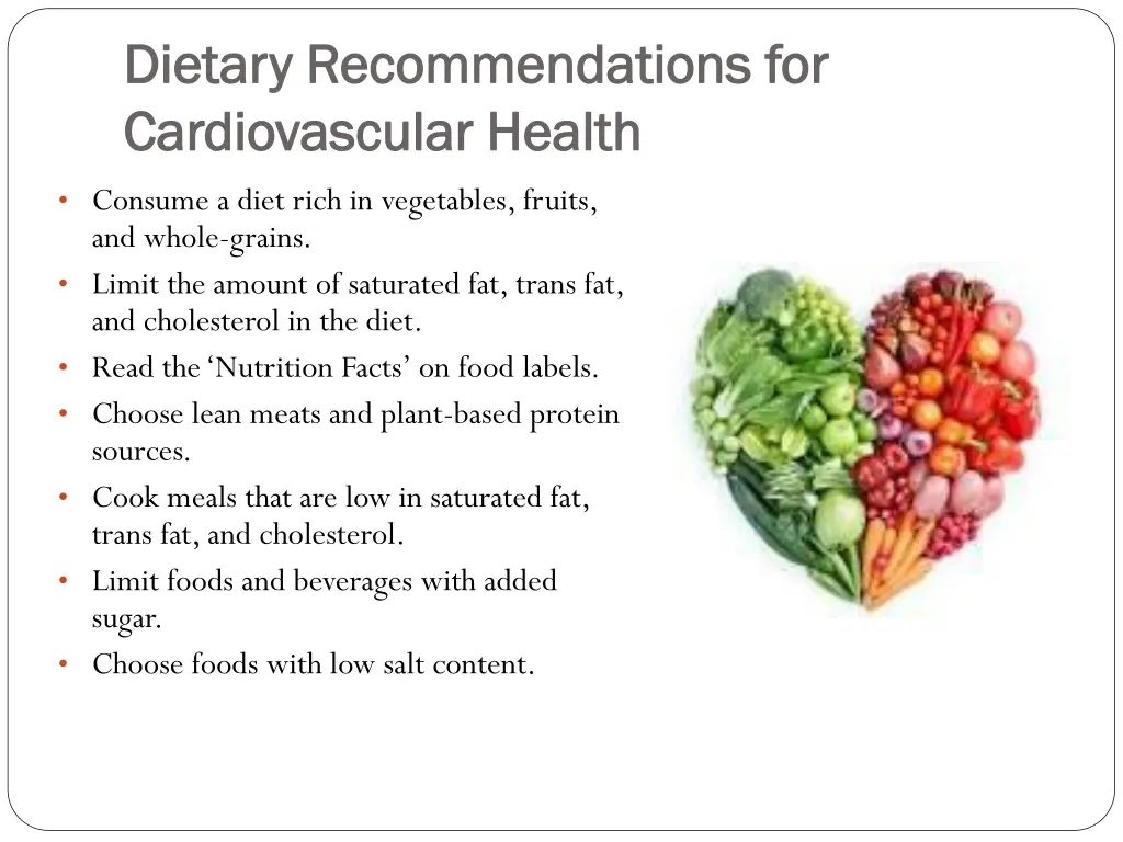 dietary recommendations for dietary