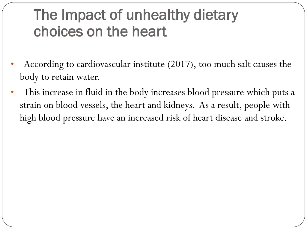 the impact of unhealthy dietary the impact