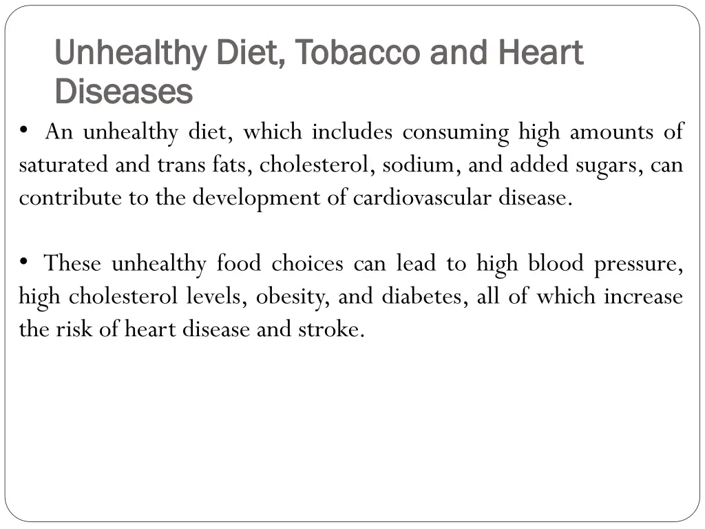 unhealthy diet tobacco unhealthy diet tobacco