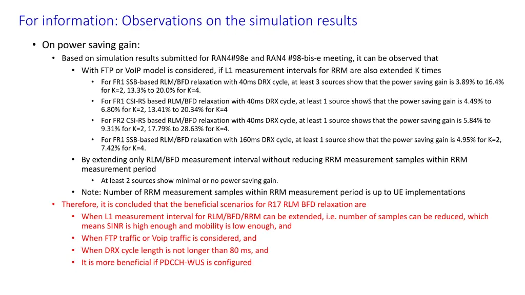 for information observations on the simulation