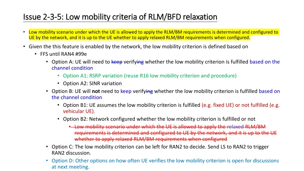 issue 2 issue 2 3 3 5 low mobility criteria