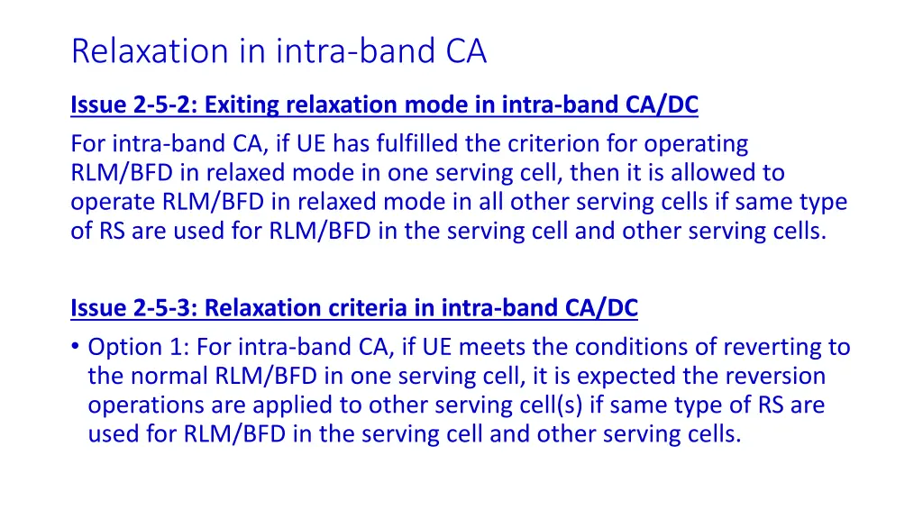 relaxation in intra band ca