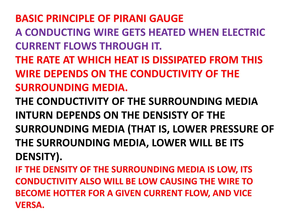 basic principle of pirani gauge a conducting wire