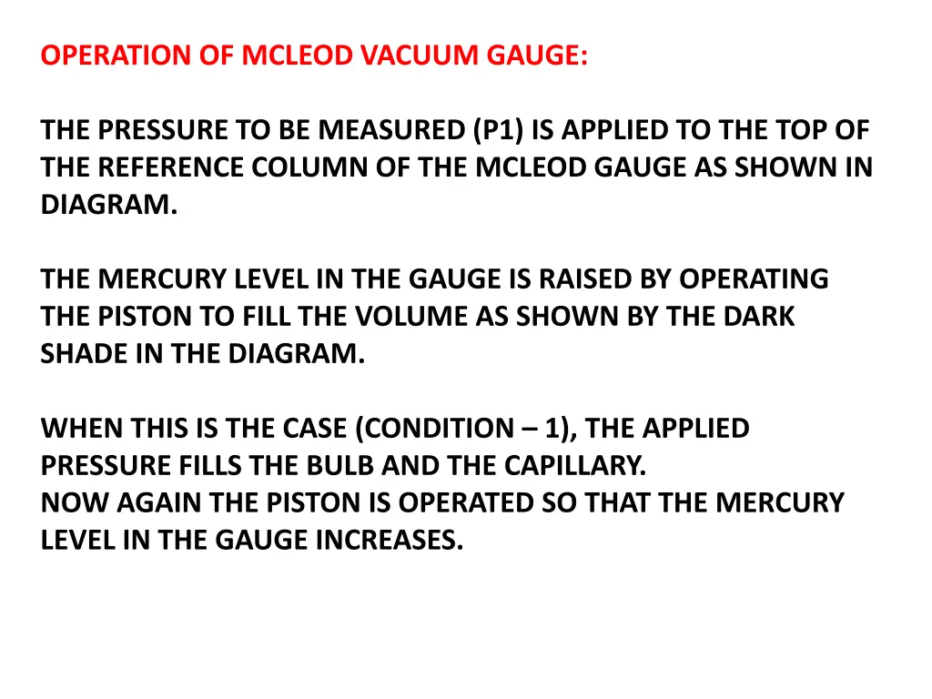 operation of mcleod vacuum gauge