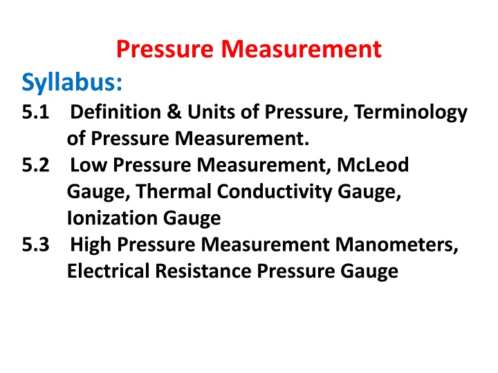 pressure measurement syllabus 5 1 definition