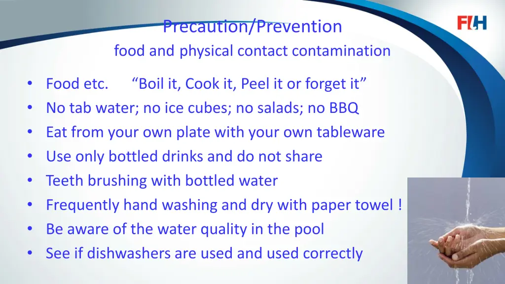 precaution prevention food and physical contact