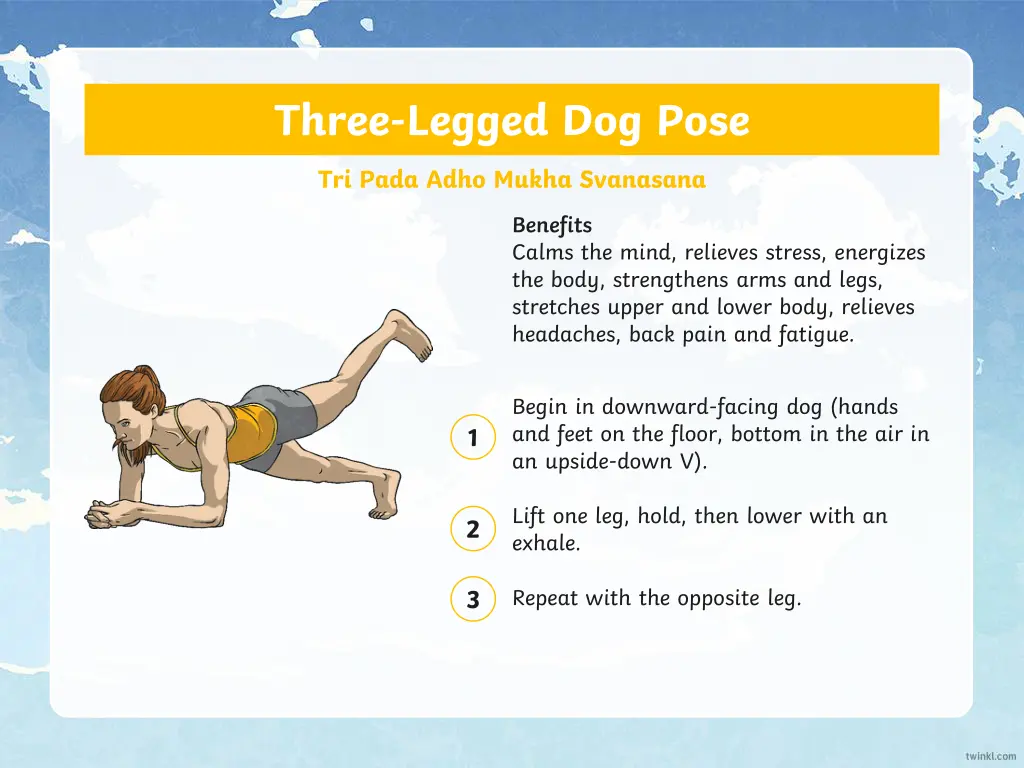 three legged dog pose