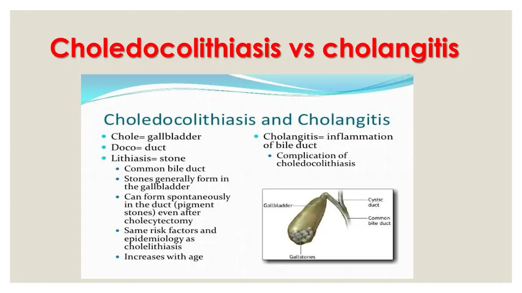 choledocolithiasis vs cholangitis