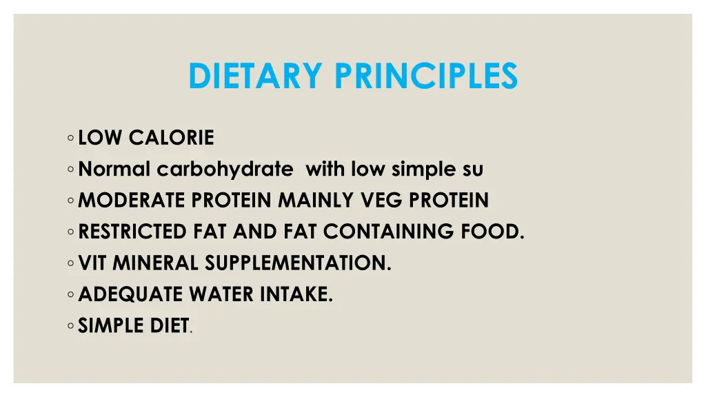 dietary principles