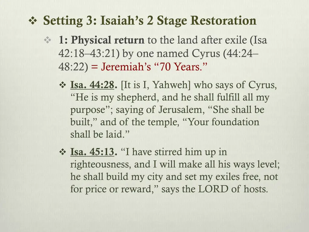 setting 3 isaiah s 2 stage restoration 1 physical