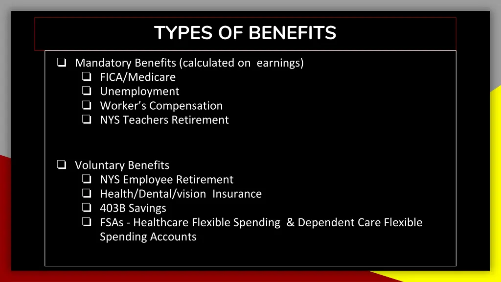 types of benefits