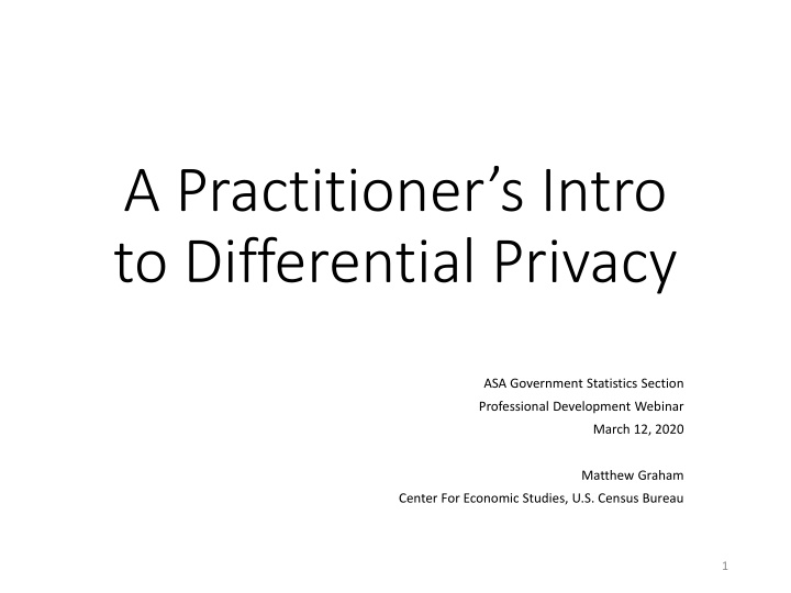 a practitioner s intro to differential privacy