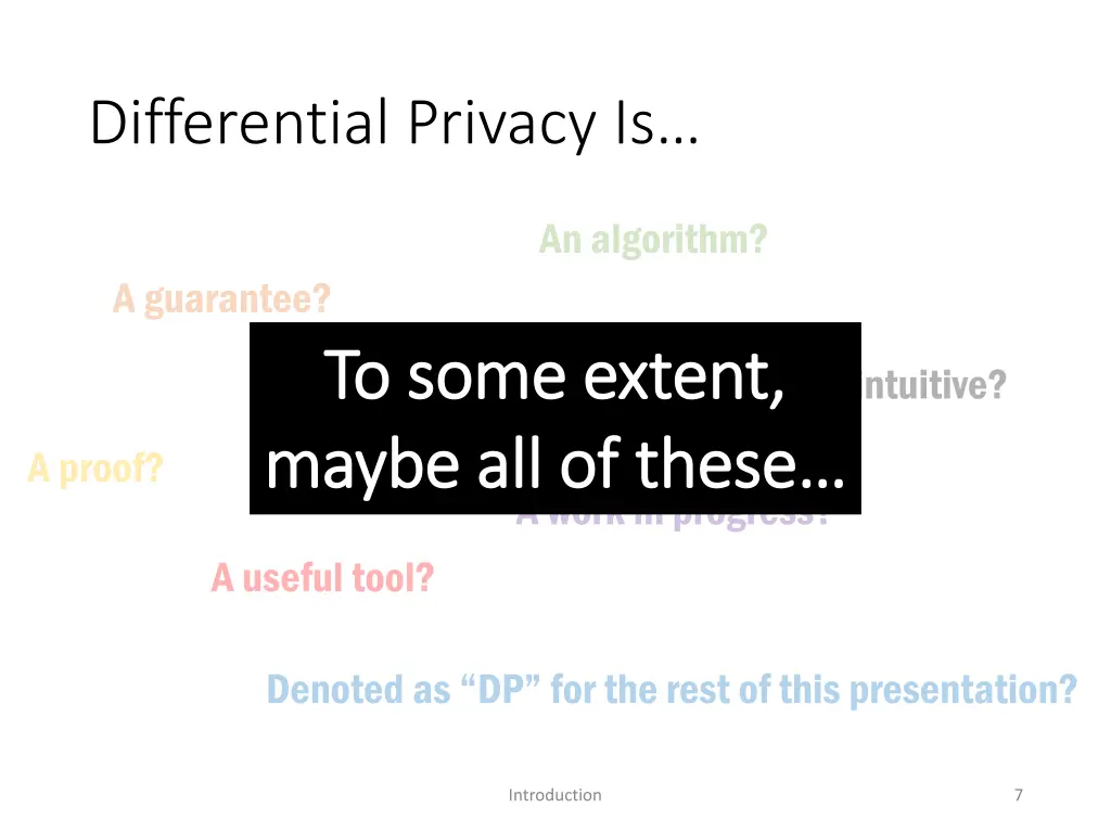 differential privacy is