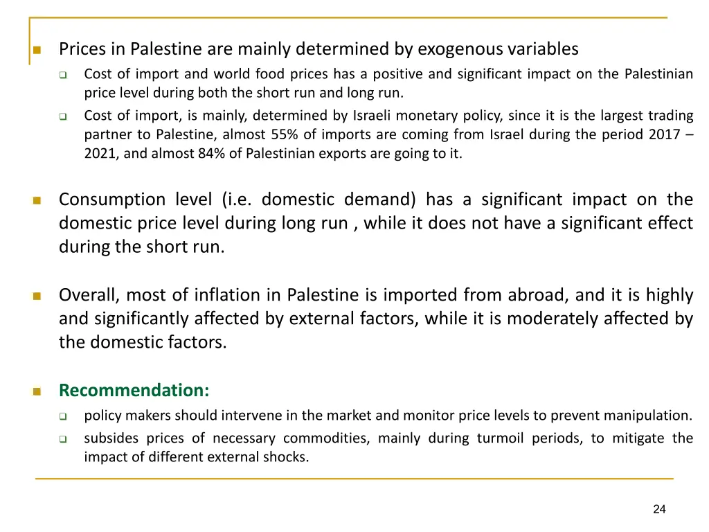 prices in palestine are mainly determined