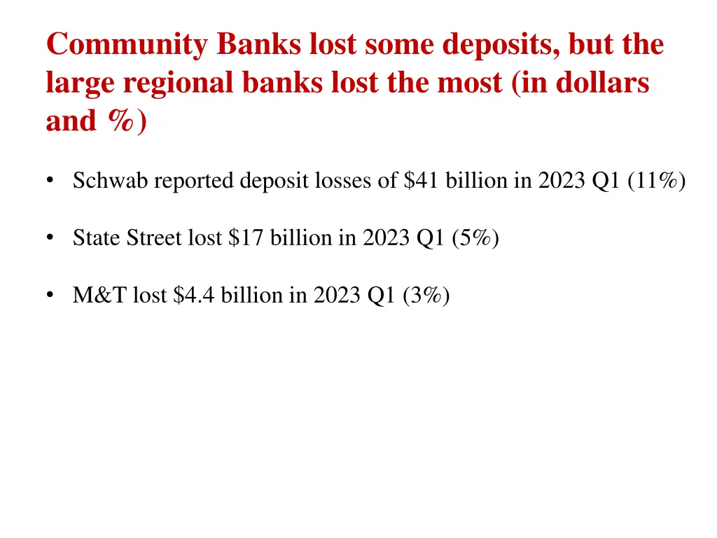 community banks lost some deposits but the large