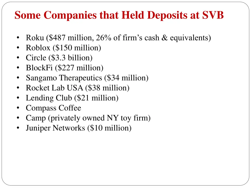 some companies that held deposits at svb