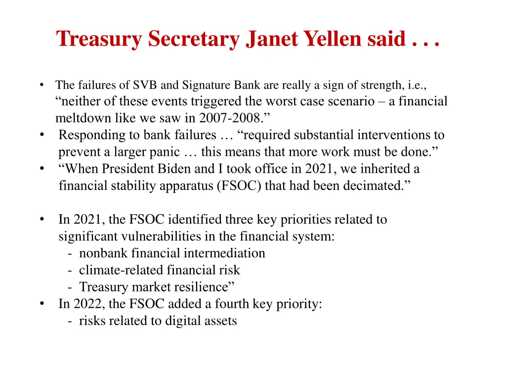 treasury secretary janet yellen said