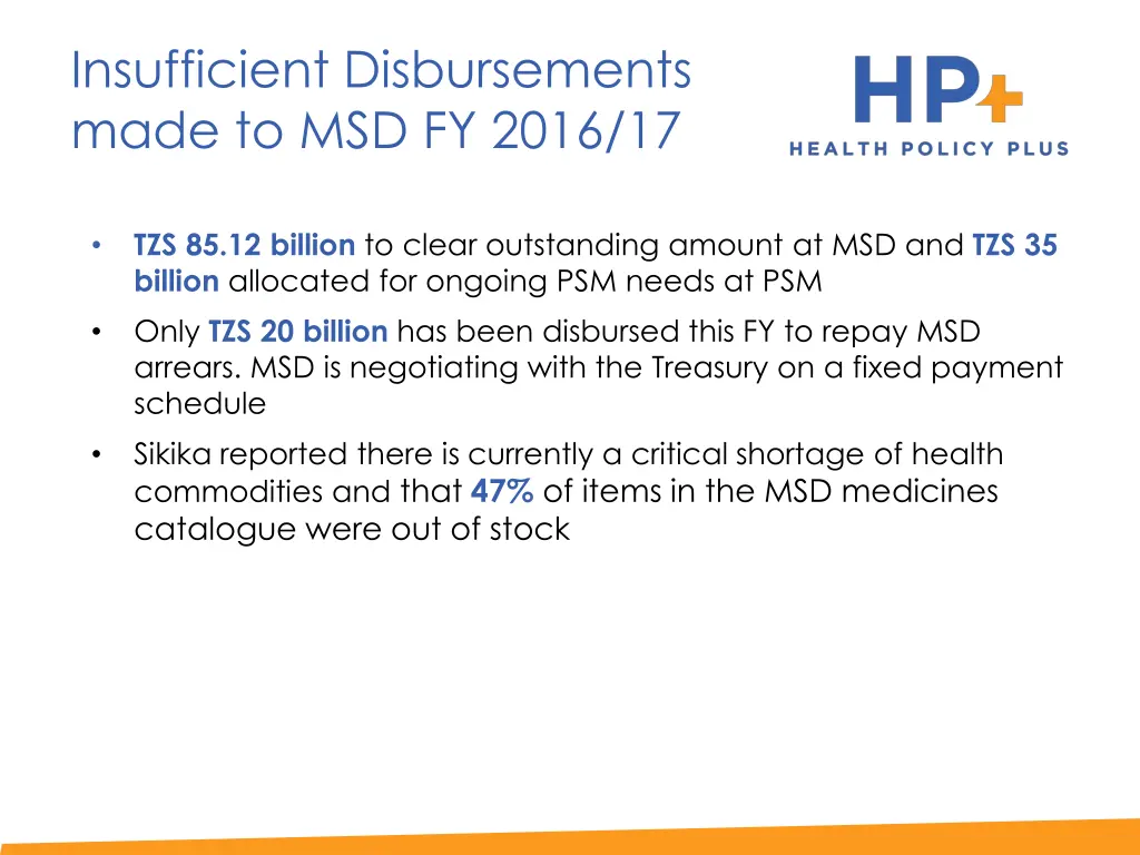 insufficient disbursements made to msd fy 2016 17