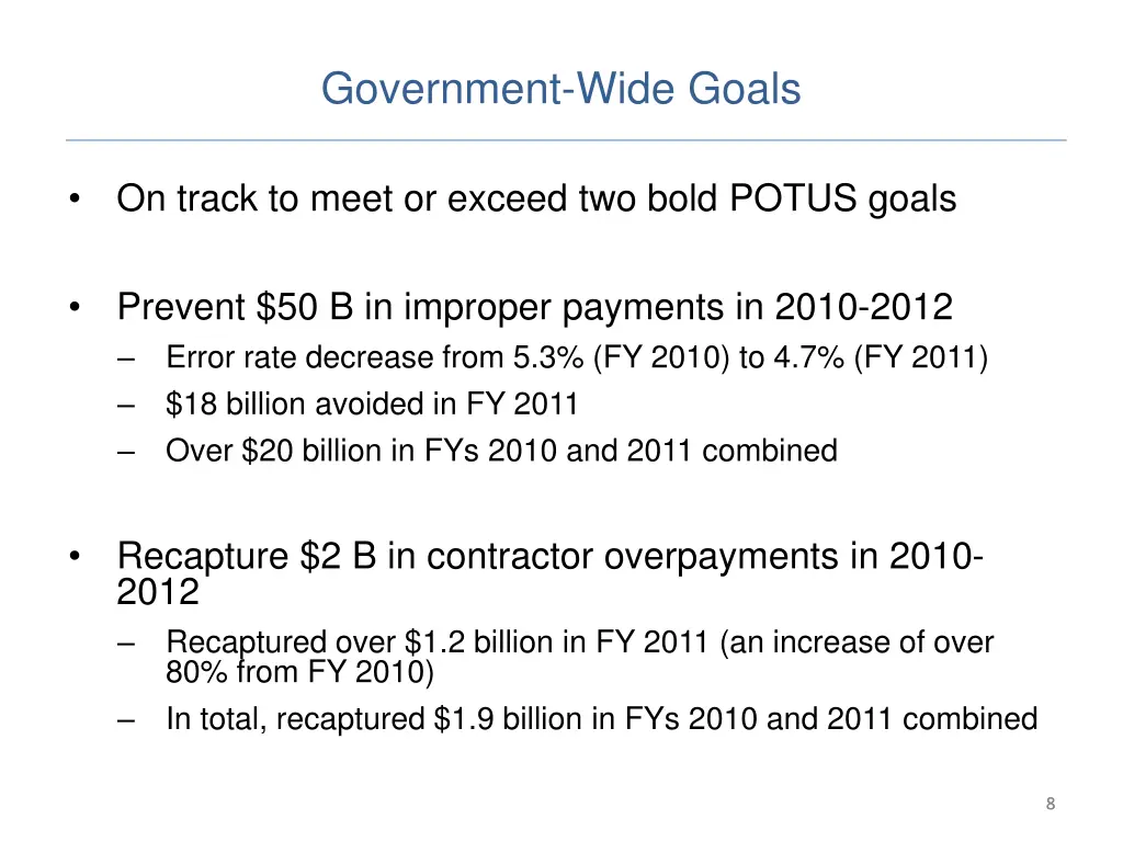 government wide goals