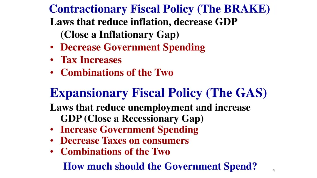 contractionary fiscal policy the brake