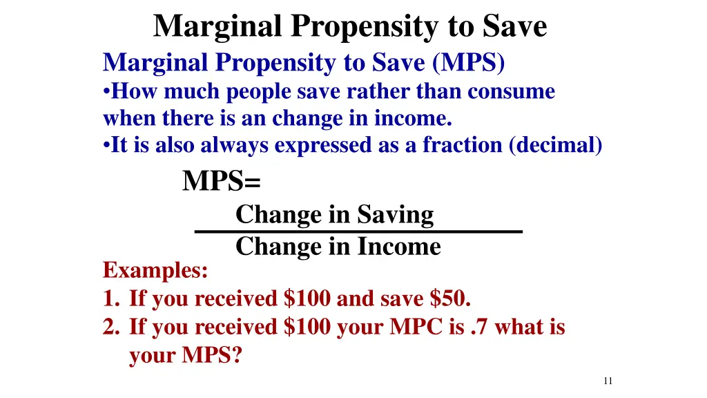 marginal propensity to save marginal propensity