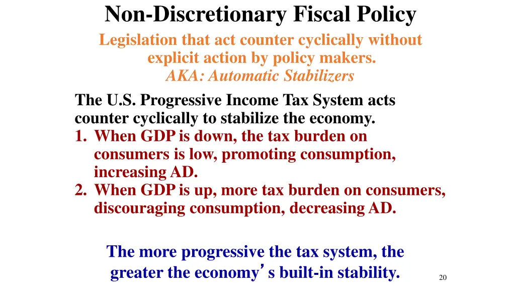 non discretionary fiscal policy legislation that