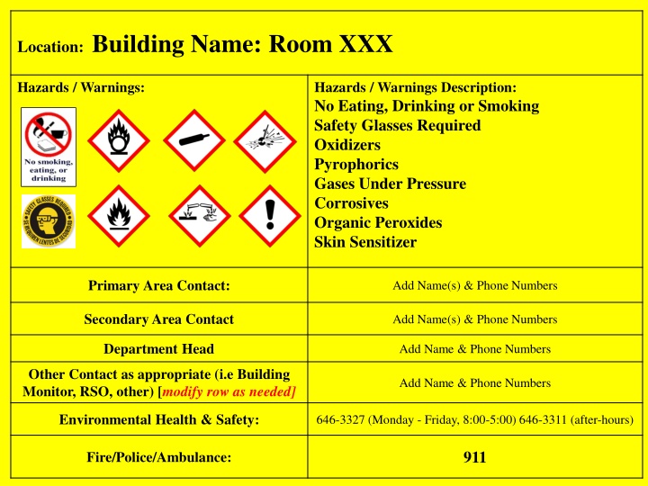 location building name room xxx