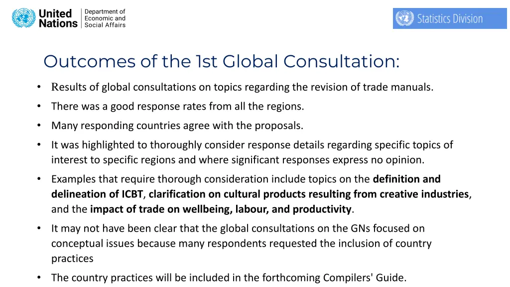 outcomes of the 1st global consultation