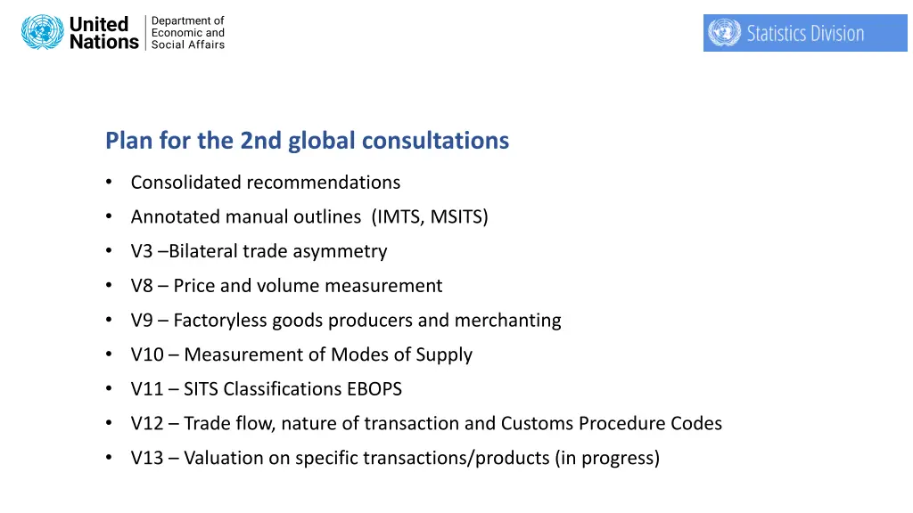 plan for the 2nd global consultations