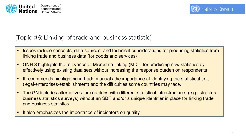 topic 6 linking of trade and business statistic