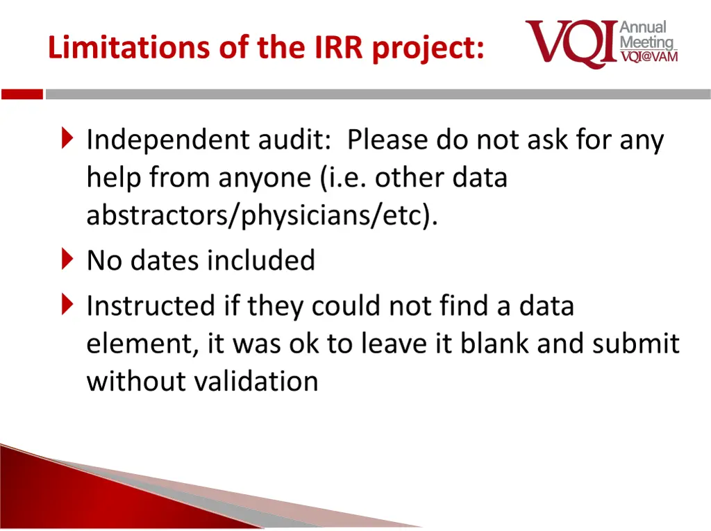 limitations of the irr project