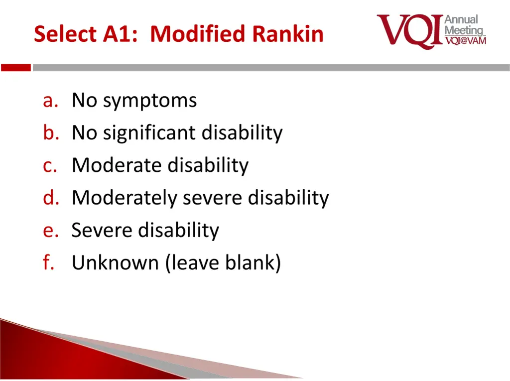 select a1 modified rankin