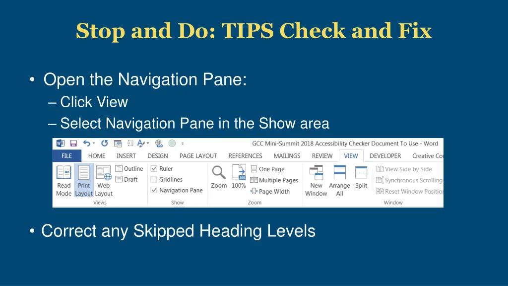 stop and do tips check and fix