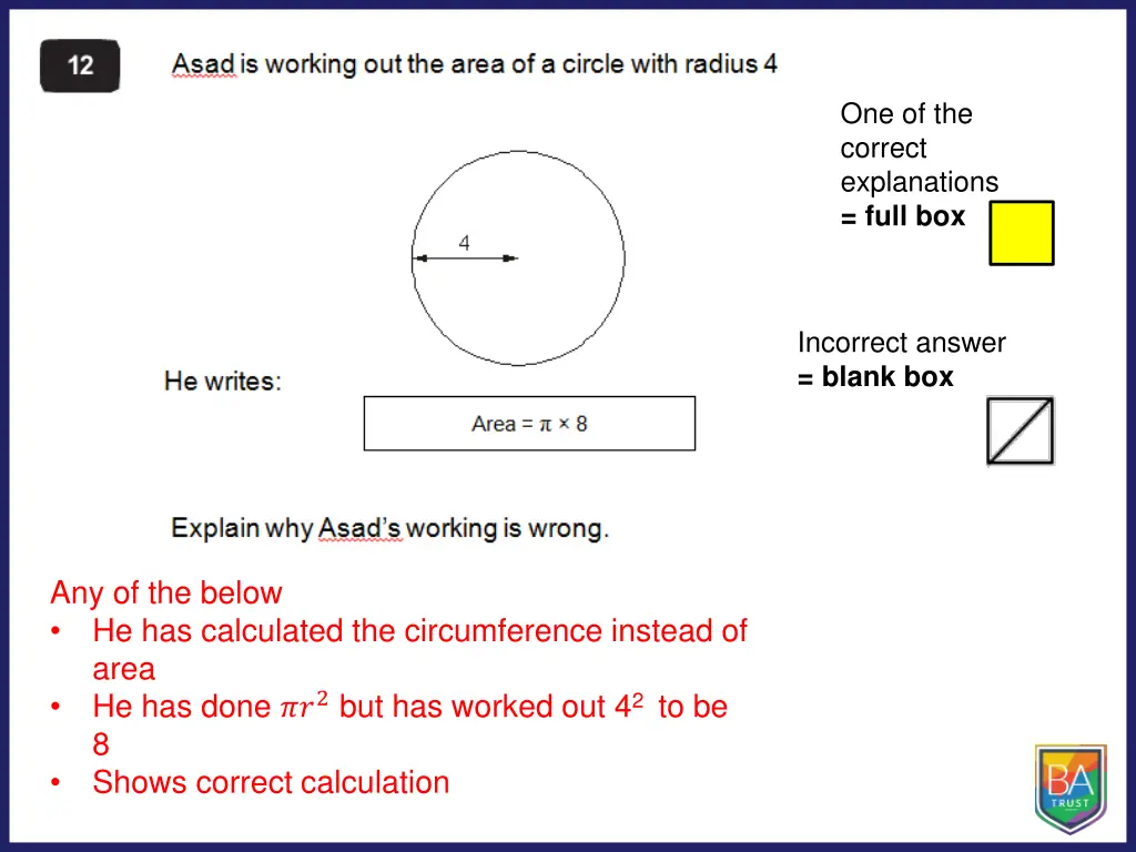 one of the correct explanations full box