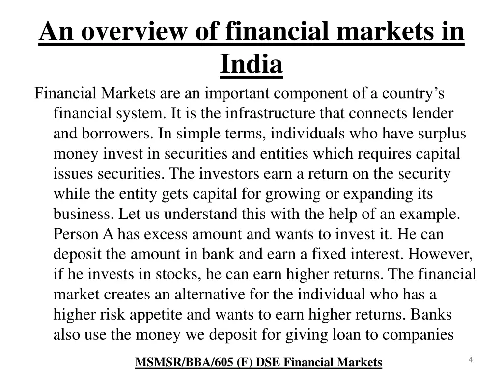 an overview of financial markets in india