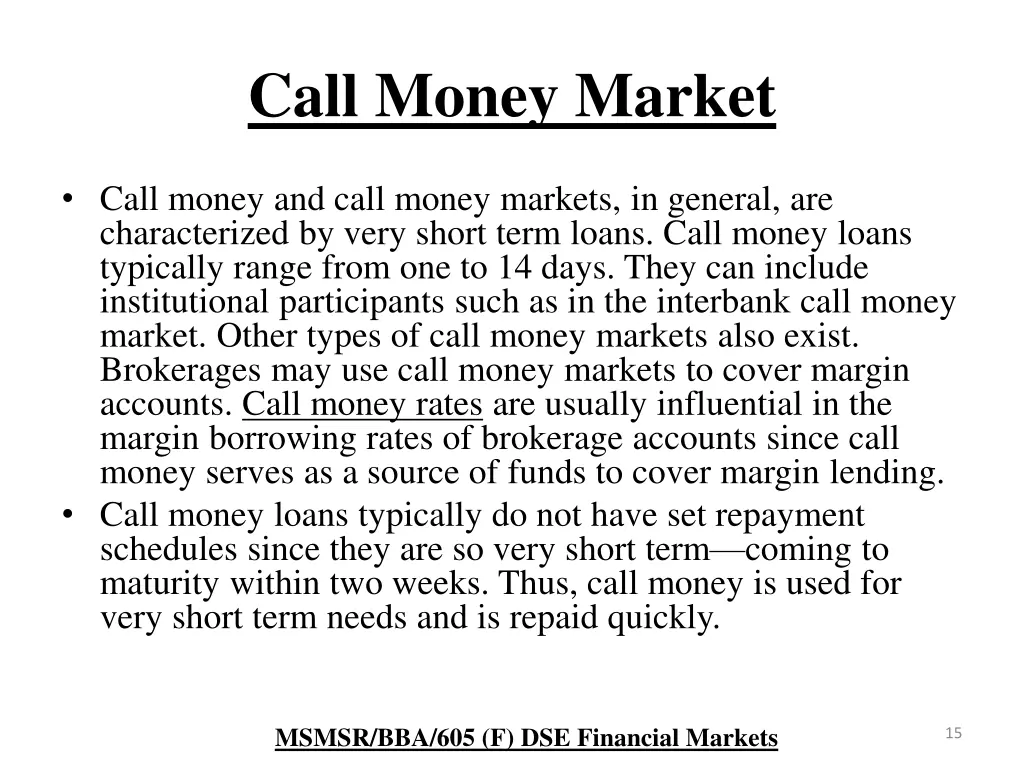 call money market